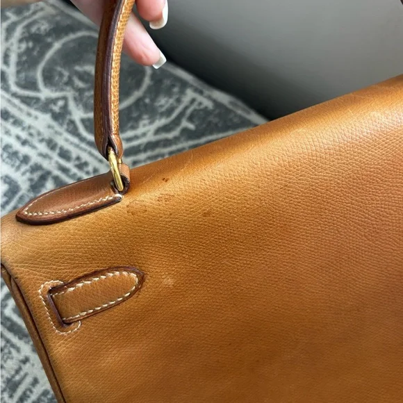 Authentic HERMES vintage KELLY 28 gold Courchevel Circa 1963 🦄 - Picture 4 of 16